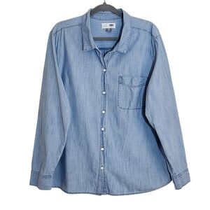 Old Navy Light Wash Denim Button Down Shirt Size XXL